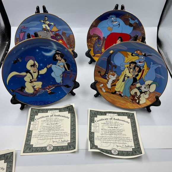 Bradford Exchange Disney Aladdin Collector Plates 5 6 7 8 Jasmine Genie Vintage - Picture 2 of 9